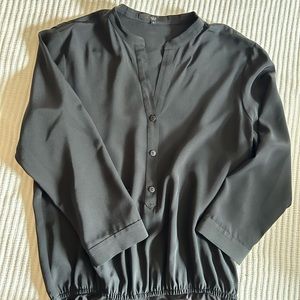 Black Tibi silk button down bodysuit 4